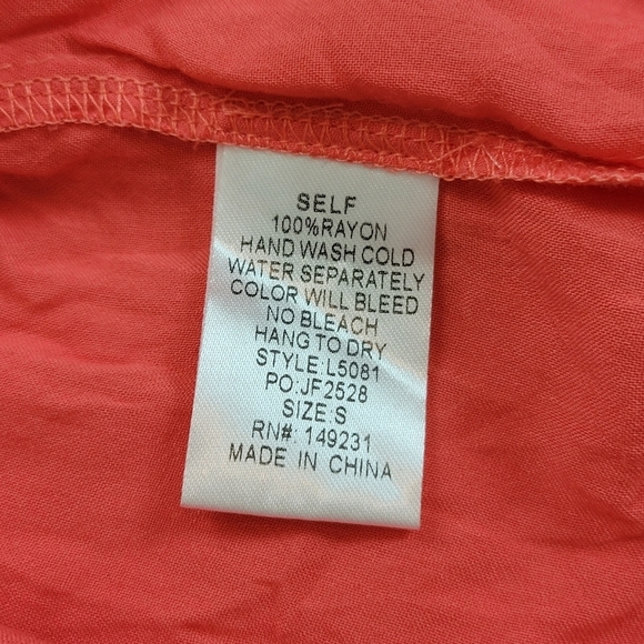 Kori Halter Style Embroidered Mesh Tiered Top Coral Pink Sleeveless Size Small - Picture 11 of 11